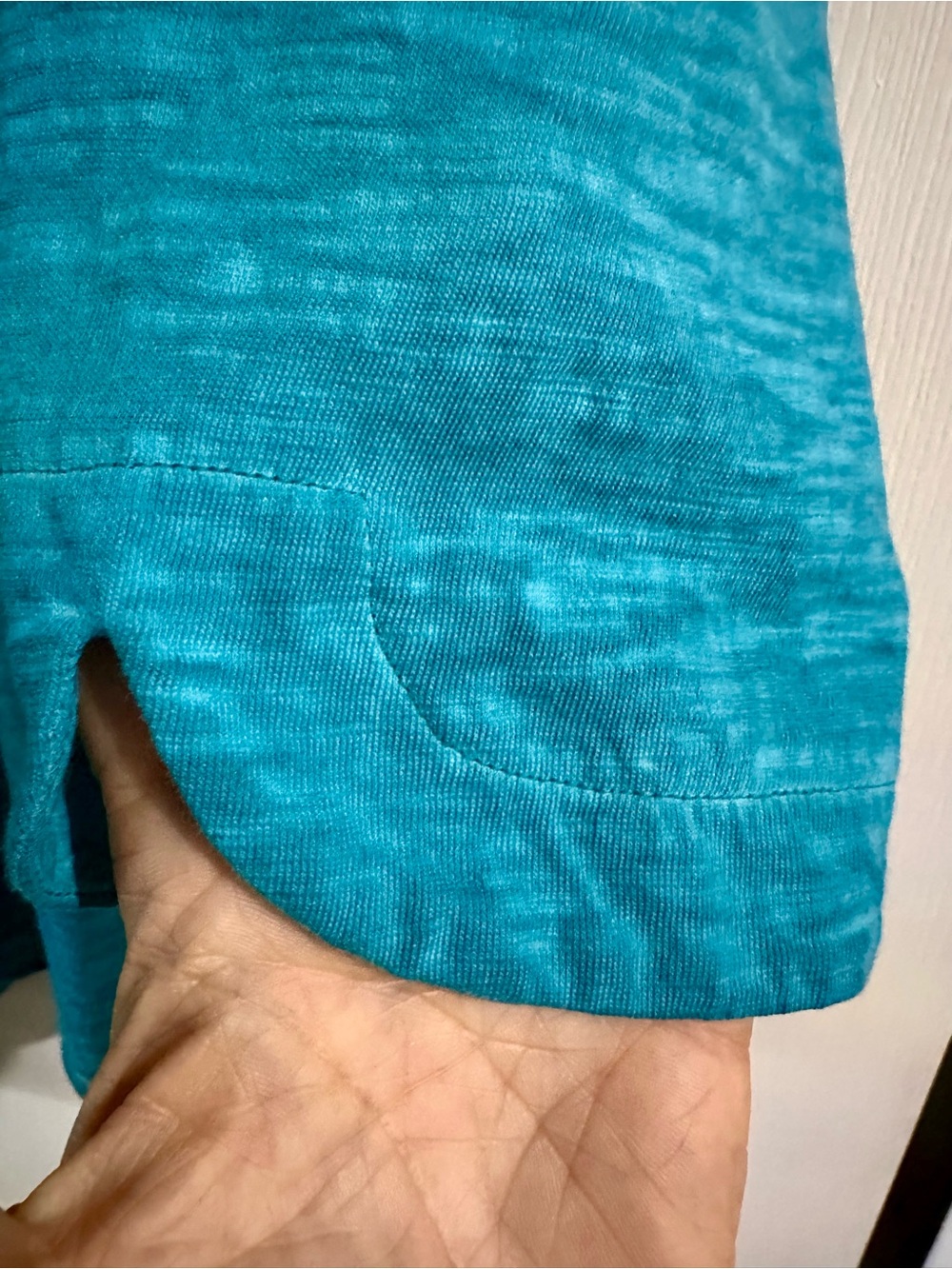 Chico's Teal Blue Floral Scoop Neck Long Sleeve Top - Picture 9 of 10